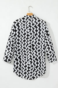 Button Down Contrast Striped Cover-Up