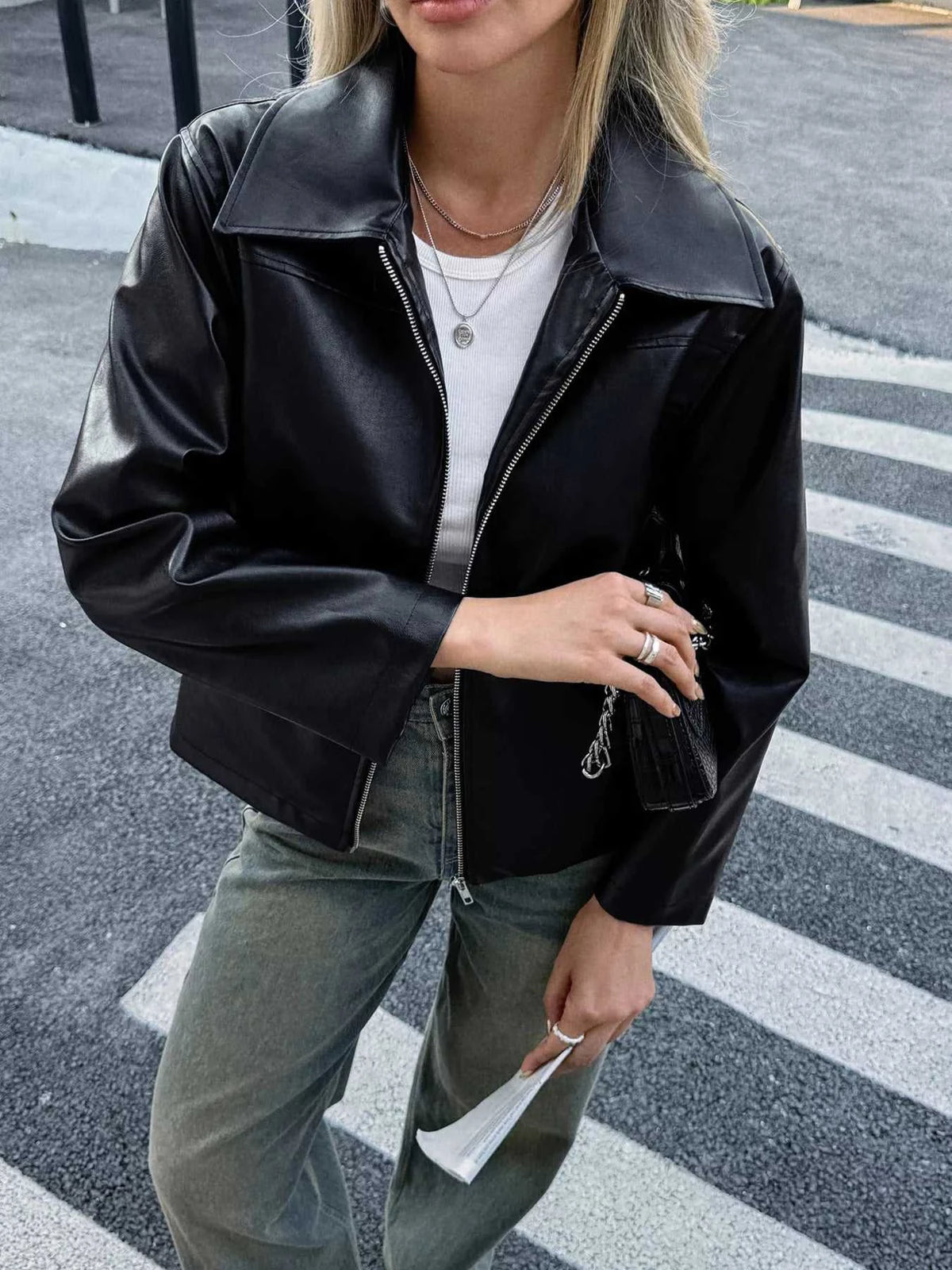 Zip Up Leather Jacket 100100499442558 99 Affordable Fashion Under $100 Jerry's Apparel 