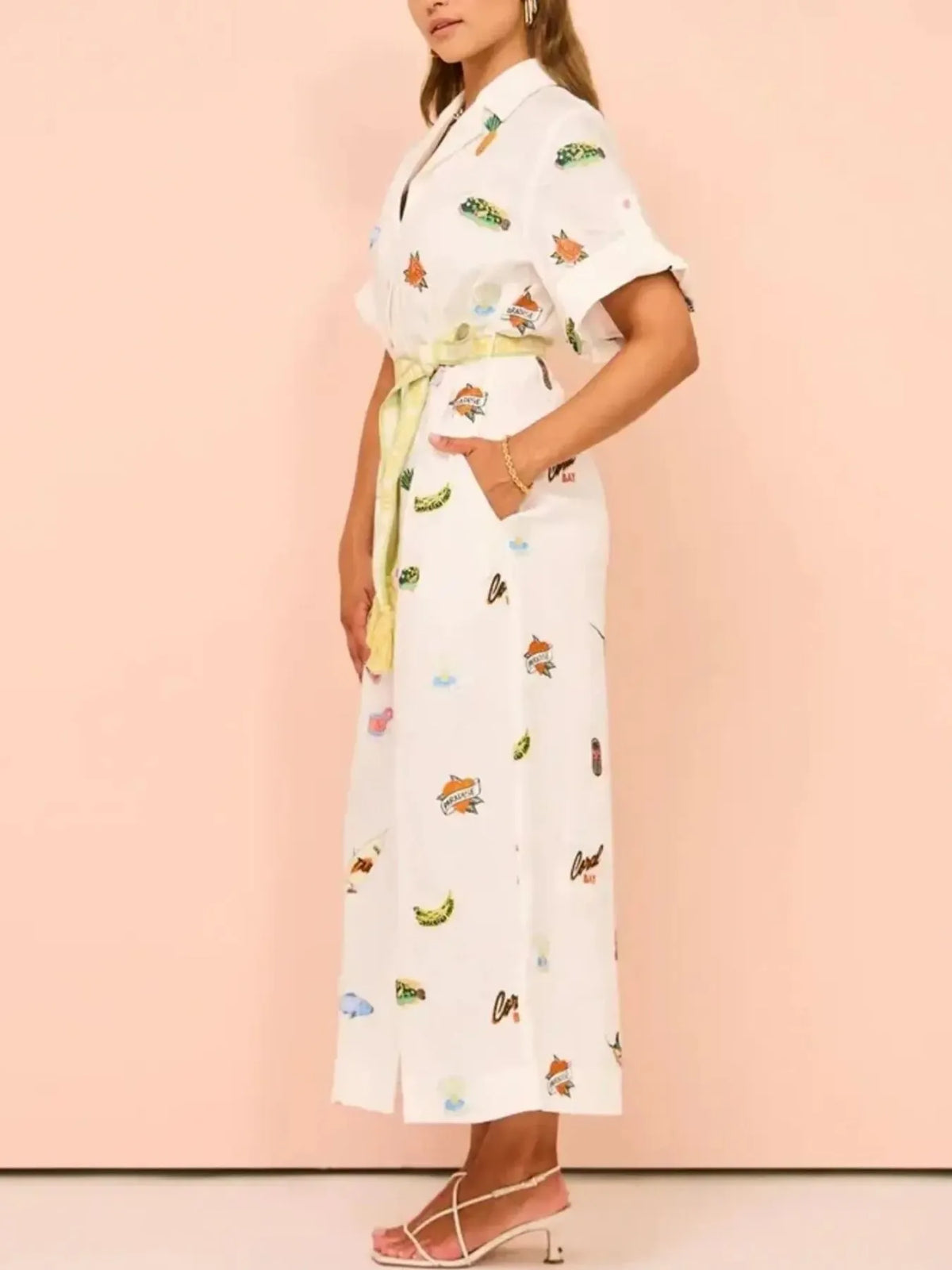 Printed Button Up Shirt Dress