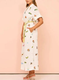Printed Button Up Shirt Dress