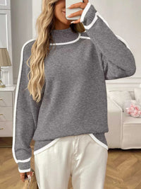 Contrast Trim Turtleneck Long Sleeve Sweater 100100412481042 50 Seasonal Fashion Collections Jerry's Apparel 