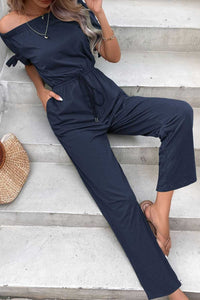 Perfee Off-Shoulder Tie Cuff Jumpsuit with Pockets 100100211197458 40 Affordable Fashion Under $100 Jerry's Apparel 