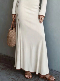 Full Size Contrast Trim Zip-Up Long Sleeve Knit Maxi Dress Plus Size 101002329716993 50 Affordable Fashion Under $100 Jerry's Apparel 