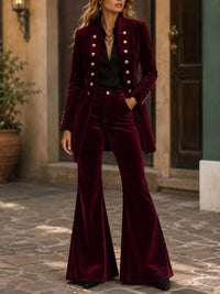 Velvet Double-Breasted Blazer and Flare Pants Set 101001710079074 99 Affordable Fashion Under $100 Jerry's Apparel 