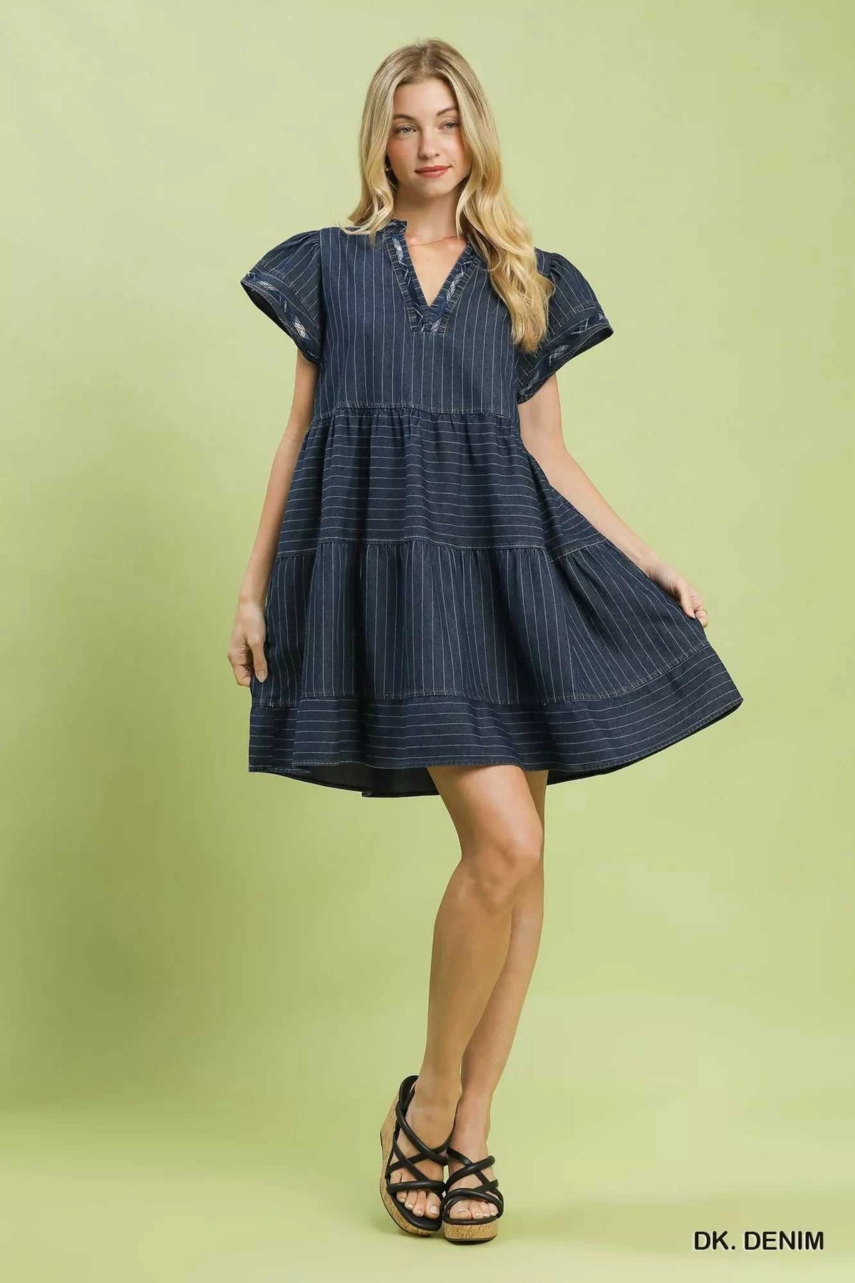 Umgee Chambray Tiered Babydoll Dress 100100059411057 66 Affordable Fashion Under $100 Jerry's Apparel 