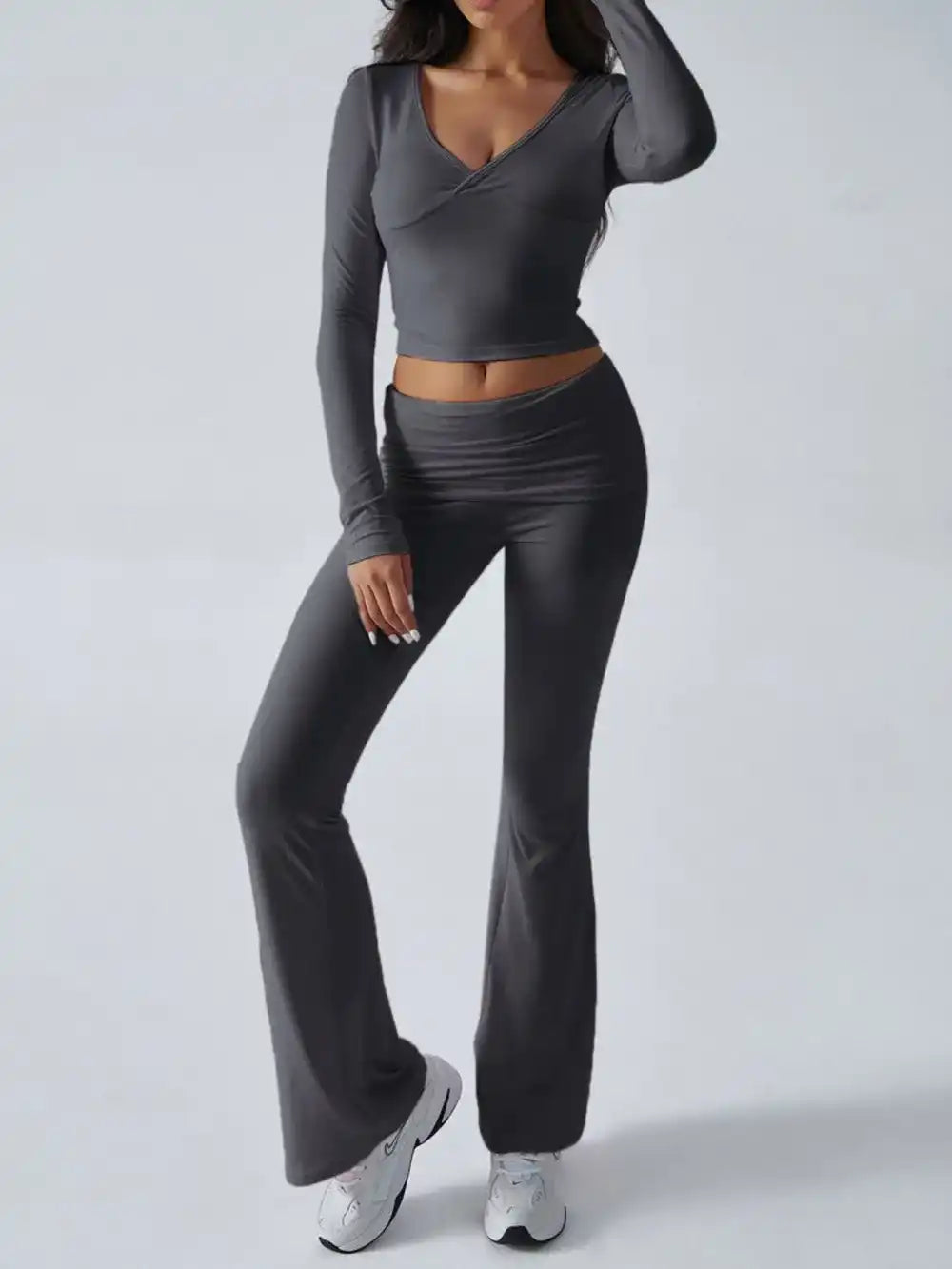 Devine Ruched Long Sleeve Top and Pants Set 100100100351065 35 Affordable Fashion Under $100 Jerry's Apparel 