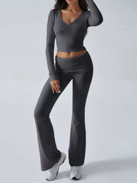 Devine Ruched Long Sleeve Top and Pants Set 100100100351065 35 Affordable Fashion Under $100 Jerry's Apparel 
