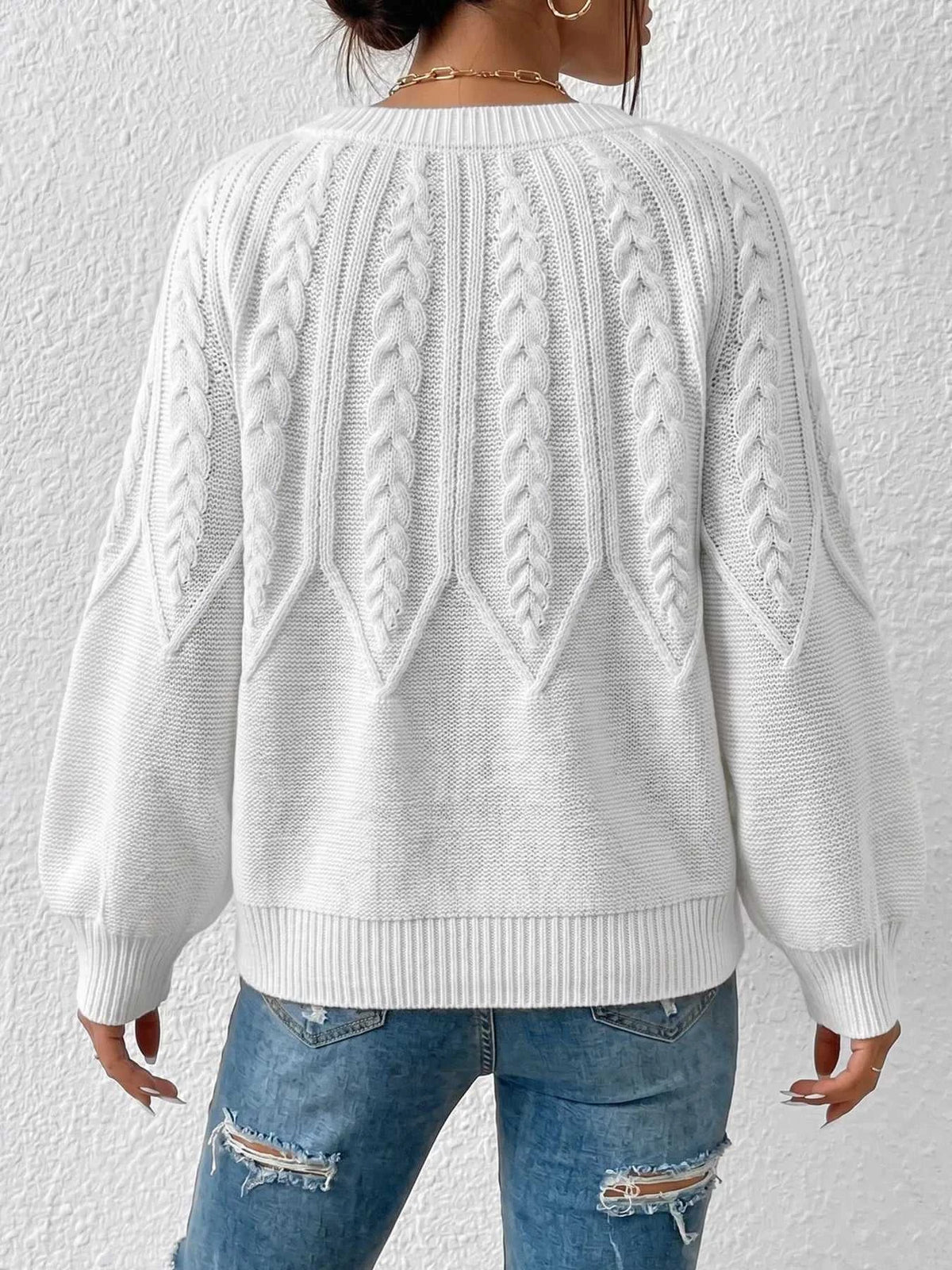 Cable-Knit Round Neck Sweater 101002284962513 34 Affordable Fashion Under $100 Jerry's Apparel 