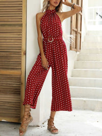 Polka Dot Halter Neck Wide Leg Jumpsuit 100100526983113 42 Affordable Fashion Under $100 Jerry's Apparel 