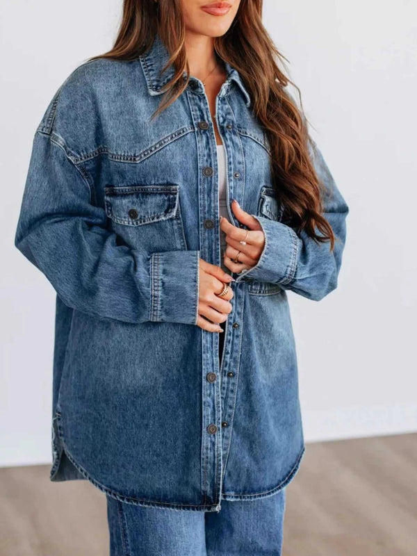 Snap Down Dropped Shoulder Denim Jacket 100100843173747 67 Affordable Fashion Under $100 Jerry's Apparel 