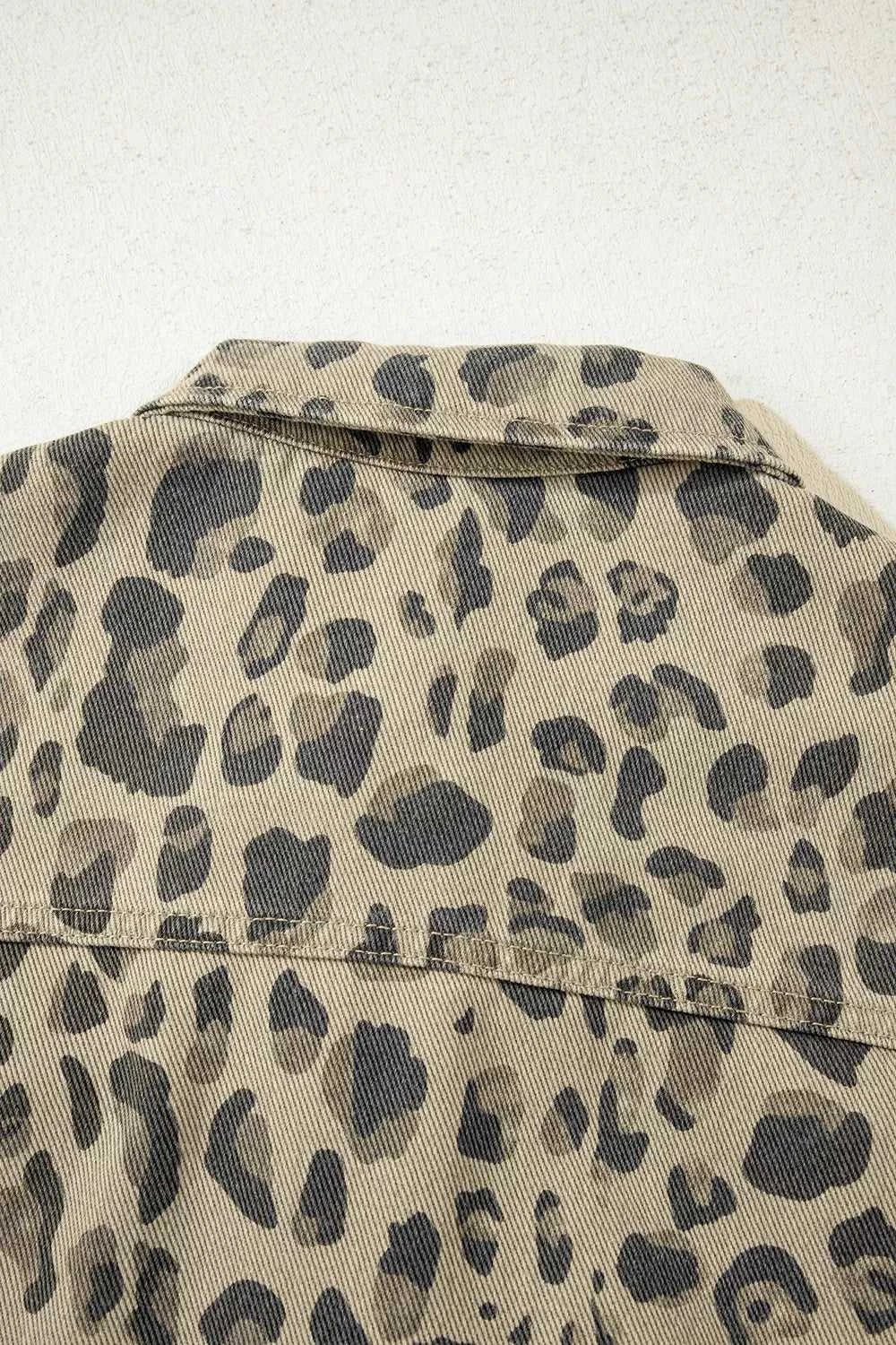 Leopard Print Seam Detail Button Down Denim Jacket 101003575830164 88 Affordable Fashion Under $100 Jerry's Apparel 