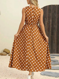 Polka Dot Round Neck Sleeveless Midi Dress 100100597597604 26 Affordable Fashion Under $100 Jerry's Apparel 