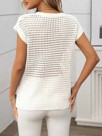 Openwork Round Neck Short Sleeve Knit Cover Up 100100244781953 22 Affordable Fashion Under $100 Jerry's Apparel 