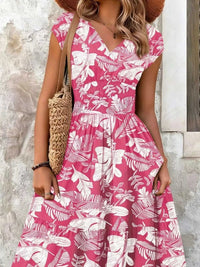 Full Size Printed V-Neck Tiered Maxi Dress Plus Size 100100096069770 30 Affordable Fashion Under $100 Jerry's Apparel 