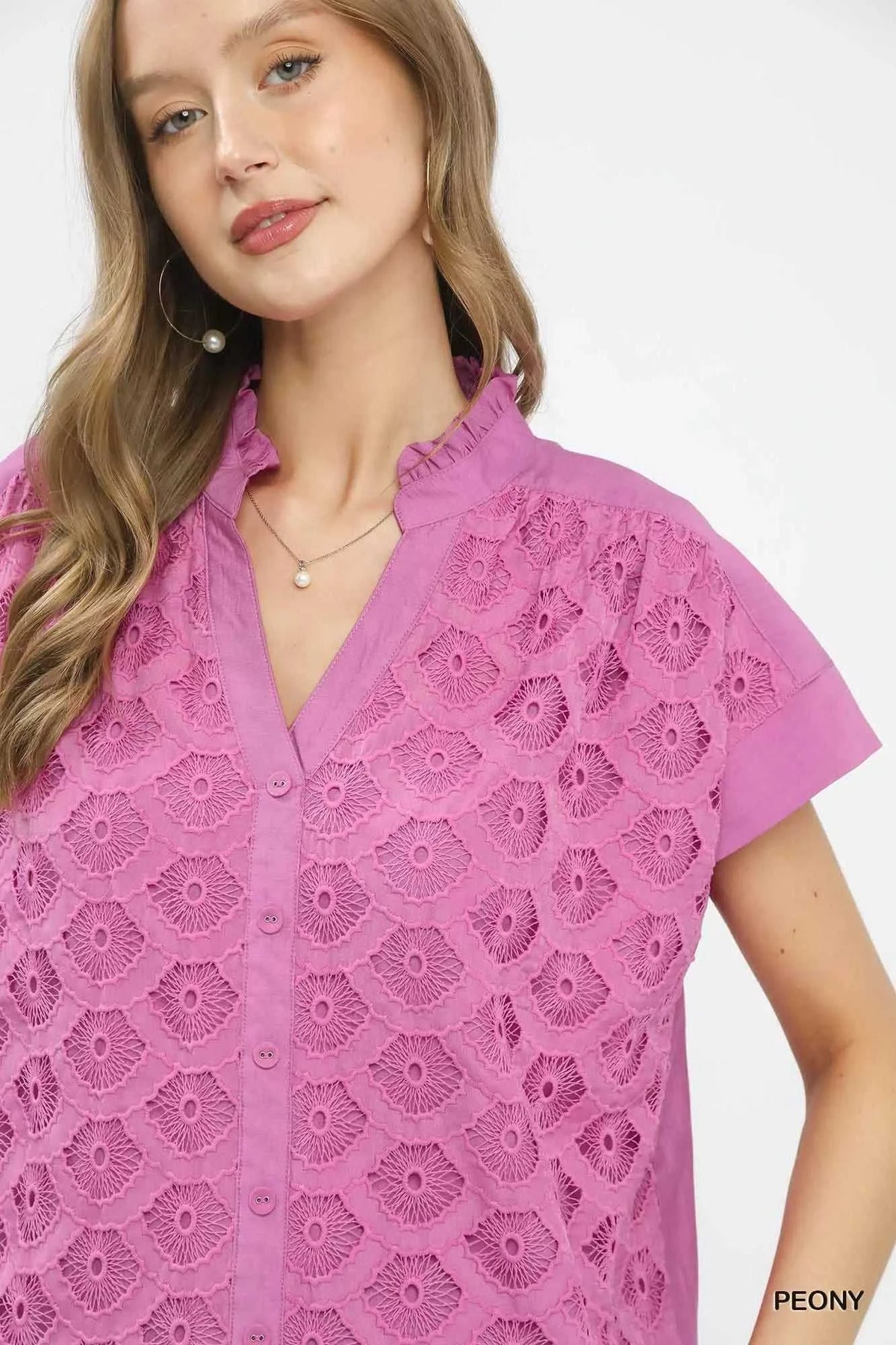 Umgee Lace Button-Front Top 100100324171200 55 Affordable Fashion Under $100 Jerry's Apparel 