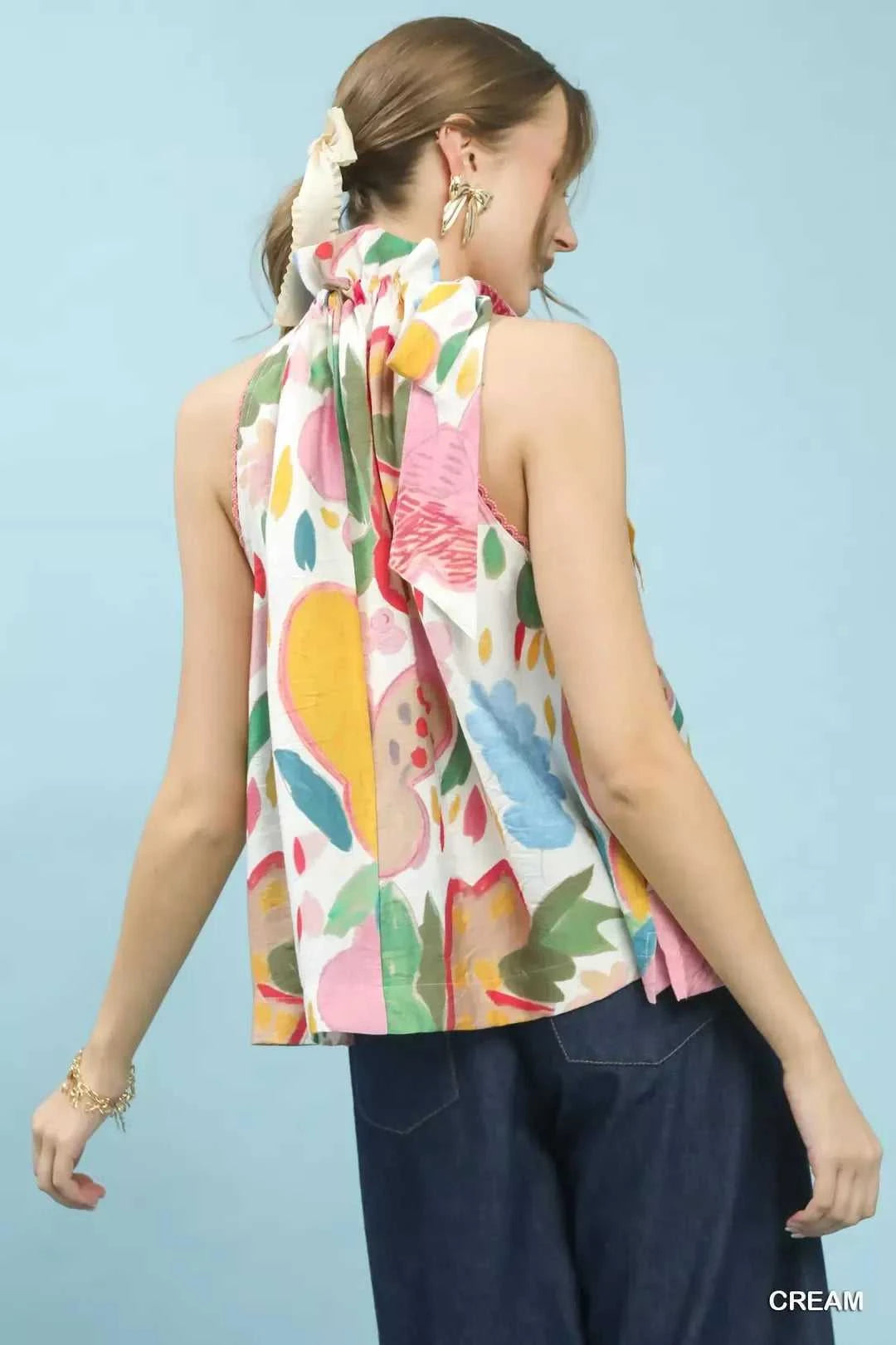 Umgee Multi-Color Floral Halter Neck Boho Top 100100588131058 47 Affordable Fashion Under $100 Jerry's Apparel 