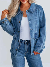 Button Up Raglan Sleeve Denim Jacket 100100287427335 64 Affordable Fashion Under $100 Jerry's Apparel 