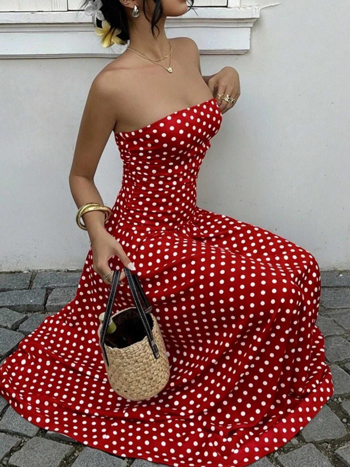 Polka Dot Strapless Maxi Dress 100100020937955 31 Gifts for Her Jerry's Apparel 