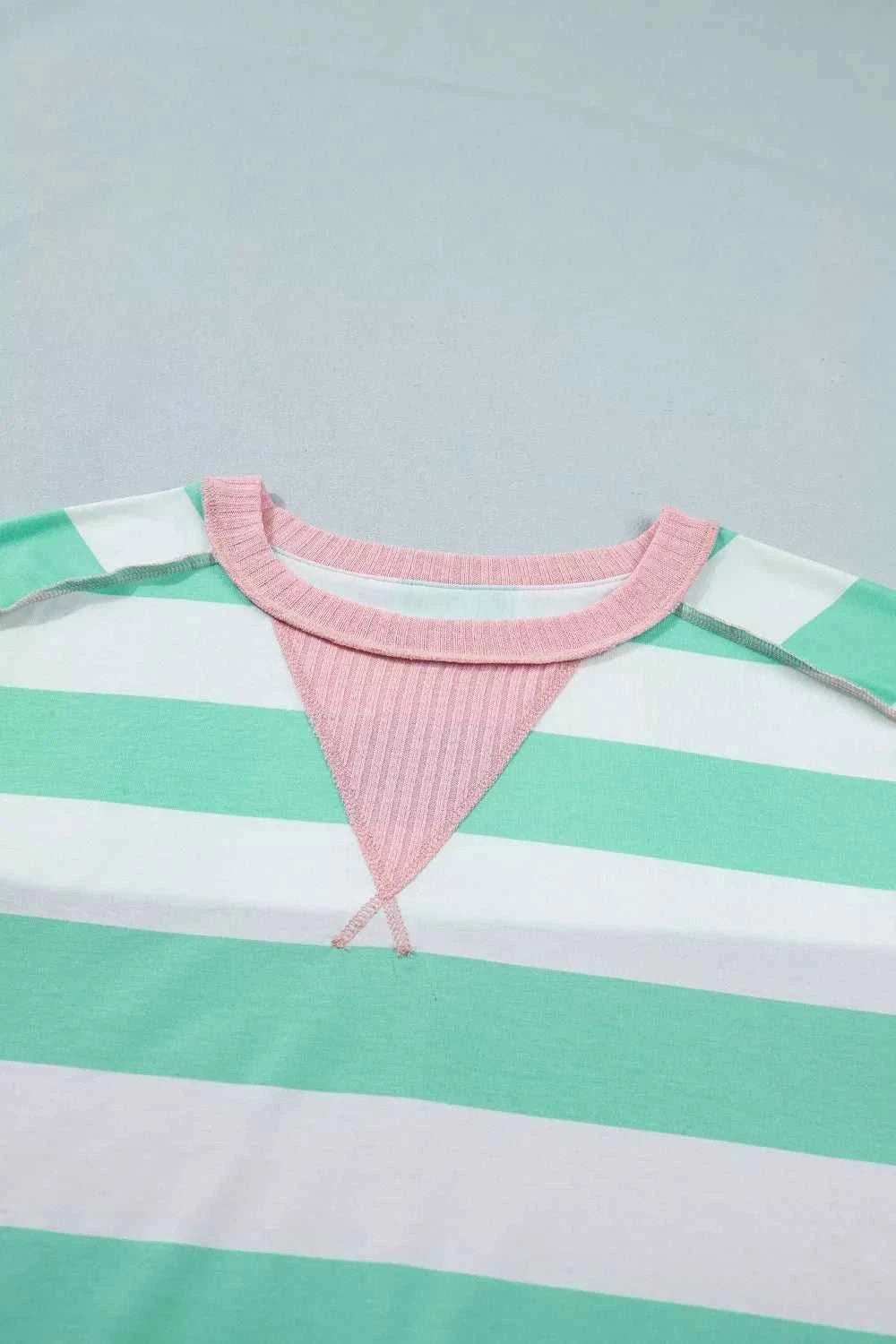 Stripe Exposed Seam Ribbed Patchwork Oversized Tee 100100861137572 24 Affordable Fashion Under $100 Jerry's Apparel 