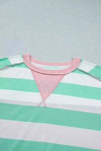 Stripe Exposed Seam Ribbed Patchwork Oversized Tee 100100861137572 24 Affordable Fashion Under $100 Jerry's Apparel 