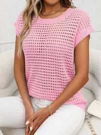 Openwork Round Neck Short Sleeve Knit Cover Up 100100244781953 22 Affordable Fashion Under $100 Jerry's Apparel 