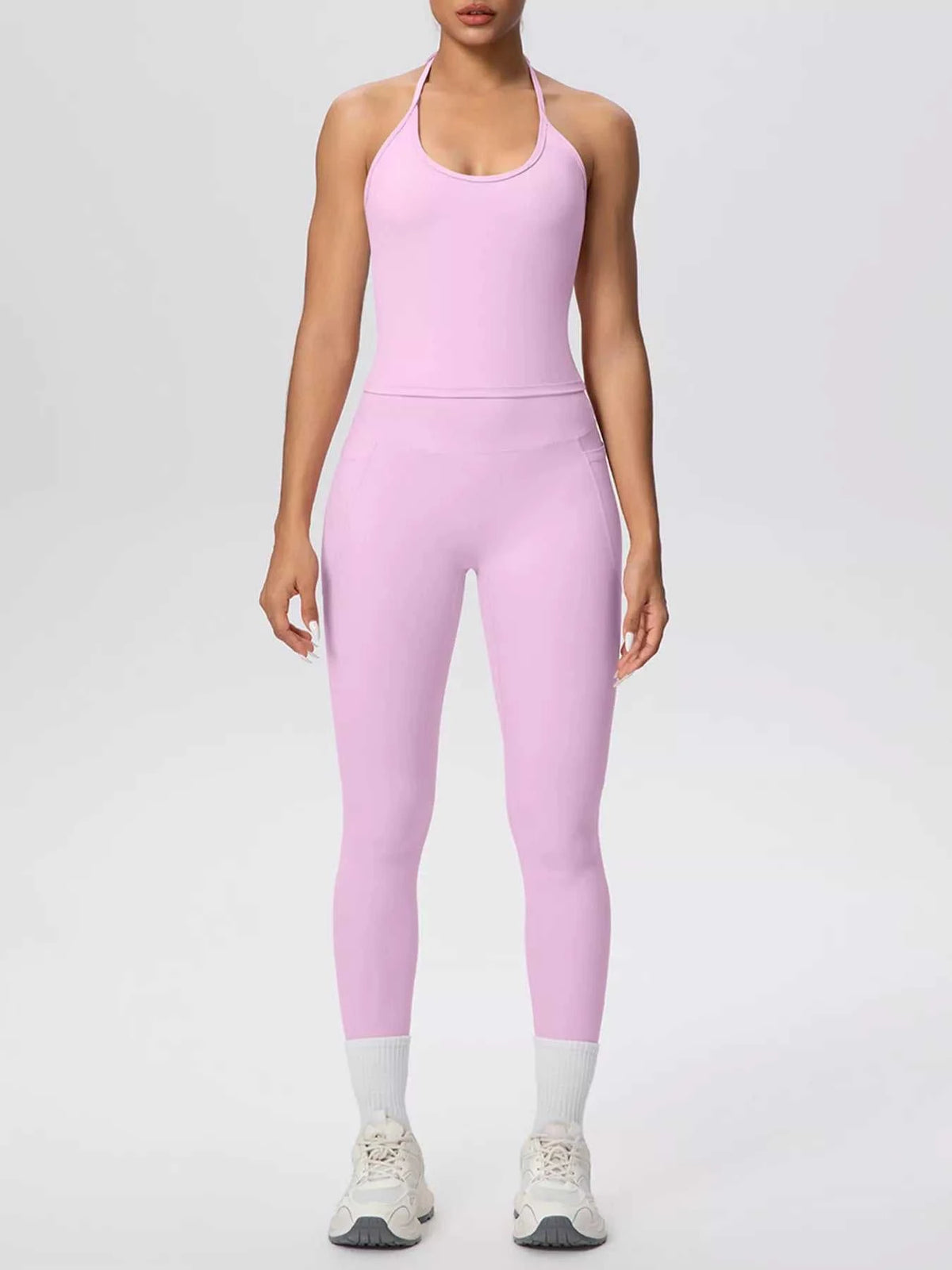 Halter Neck Cami and High-Waisted Leggings Active Set 101006856970414 89 Affordable Fashion Under $100 Jerry's Apparel 