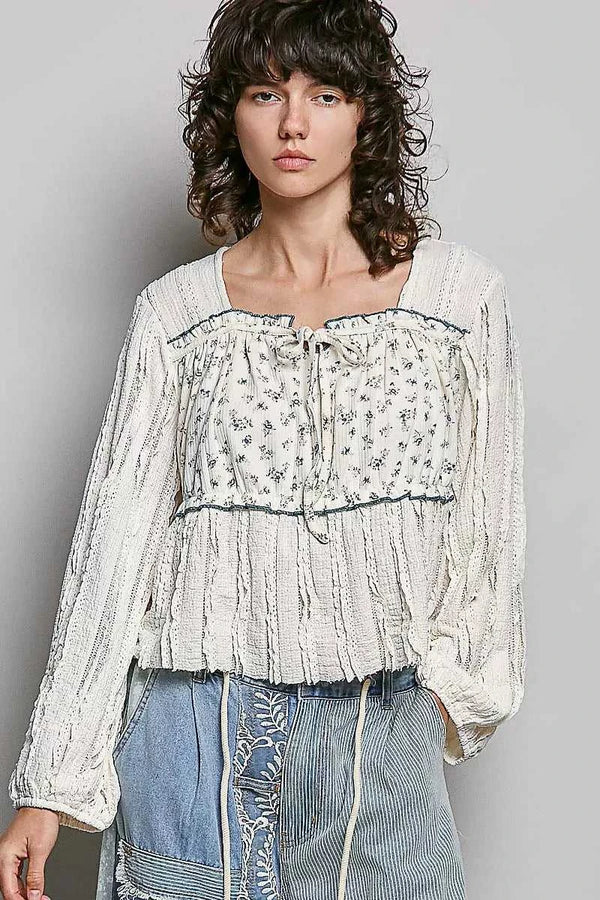 POL Square Neck Lace Long Balloon Sleeve Top 100100907751802 66 Affordable Fashion Under $100 Jerry's Apparel 