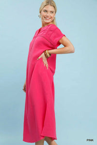 Umgee Button-Front Gauze Midi Dress with Lace Detail 100100808841221 62 Affordable Fashion Under $100 Jerry's Apparel 
