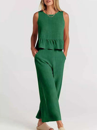 Full Size Ruffled Hem Sleeveless Top and Wide-Leg Pants Set Plus Size 100100048319818 31 Affordable Fashion Under $100 Jerry's Apparel 