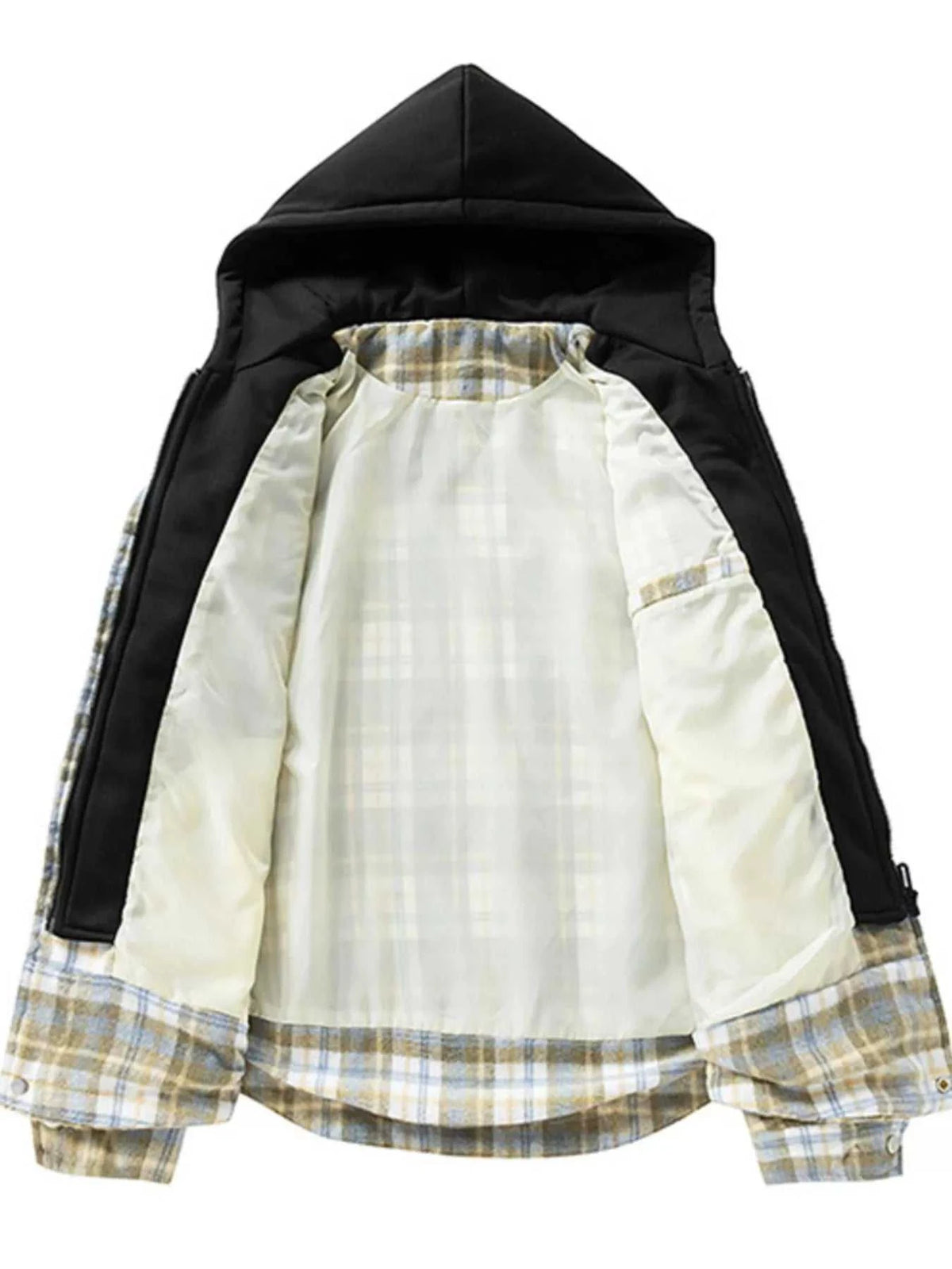 Men's Plus Size Drawstring Hooded Plaid Shirt Jacket 100400334024010 84 Affordable Fashion Under $100 Jerry's Apparel 