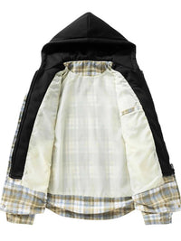 Men's Plus Size Drawstring Hooded Plaid Shirt Jacket 100400334024010 84 Affordable Fashion Under $100 Jerry's Apparel 