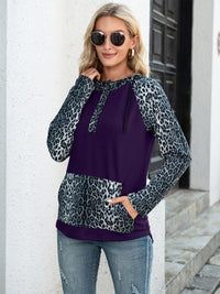 Ivy Lane Leopard Raglan Sleeve Hoodie