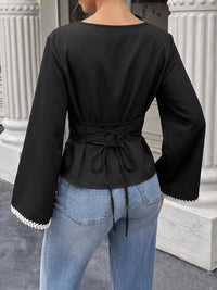Contrast Trim Flare Sleeve Blouse 100100859093483 30 Affordable Fashion Under $100 Jerry's Apparel 