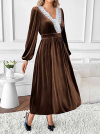 Velvet A-Line Dress with Lace Trim 100100822255548 50 Affordable Fashion Under $100 Jerry's Apparel 