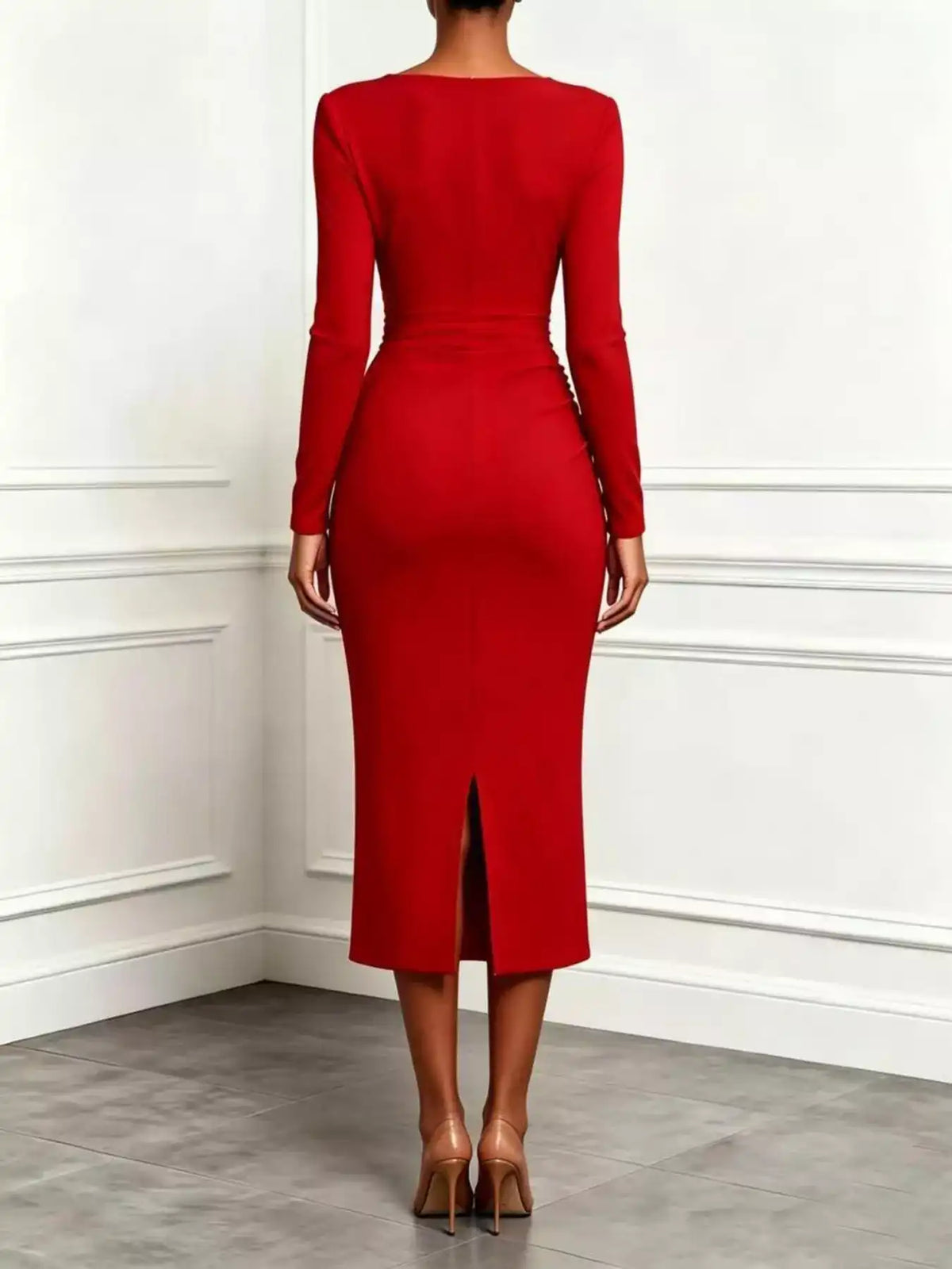 Ruffled Surplice Long Sleeve Dress 101001668949546 49 Gifts for Her Jerry's Apparel 
