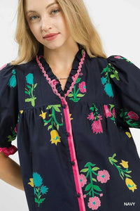 Umgee Petal Parade Print Button-Down Blouse 100100728971463 49 Affordable Fashion Under $100 Jerry's Apparel 