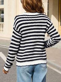 Striped Zigzag Knit Round Neck Sweater 100100461154218 44 Affordable Fashion Under $100 Jerry's Apparel 