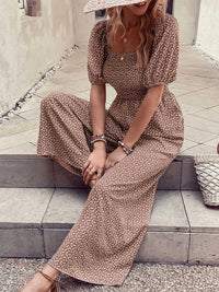 Printed Square Neck Puff Sleeve Jumpsuit 100100619721006 31 Affordable Fashion Under $100 Jerry's Apparel 