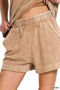 Zenana Halo Snow Washed Exposed Seam Top & Shorts Set 100100336301961 45 Affordable Fashion Under $100 Jerry's Apparel 