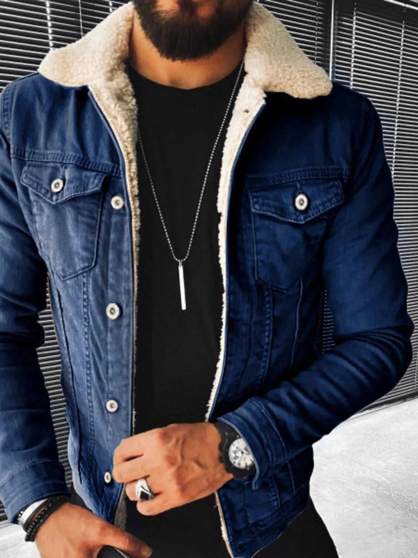 Men's Full Size Sherpa-Lined Denim Jacket Plus Size 104003451880772 75 Affordable Fashion Under $100 Jerry's Apparel 