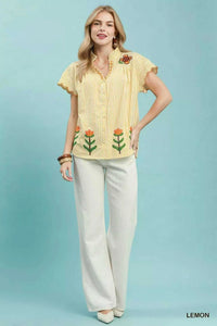 Umgee Embroidered Stripe Button Front Top 100100115951049 57 Affordable Fashion Under $100 Jerry's Apparel 