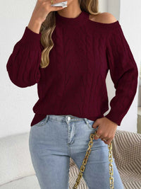 Cold Shoulder Cable Knit Sweater 101002208238460 36 Affordable Fashion Under $100 Jerry's Apparel 