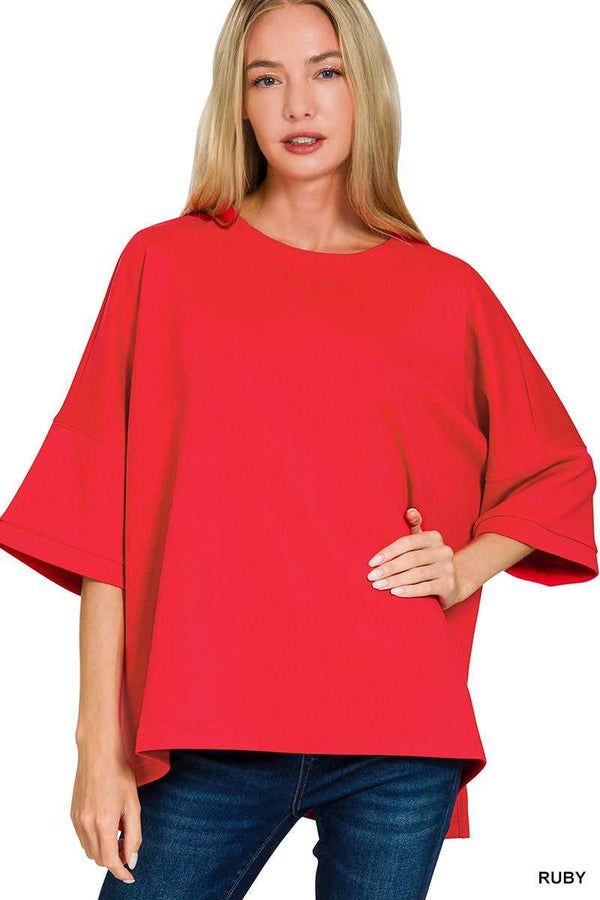 Zenana Scuba Round Neck Top with Side Slits 100100520911880 25 Affordable Fashion Under $100 Jerry's Apparel 