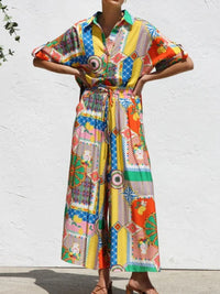 Printed Button Up Shirt and Pants Set