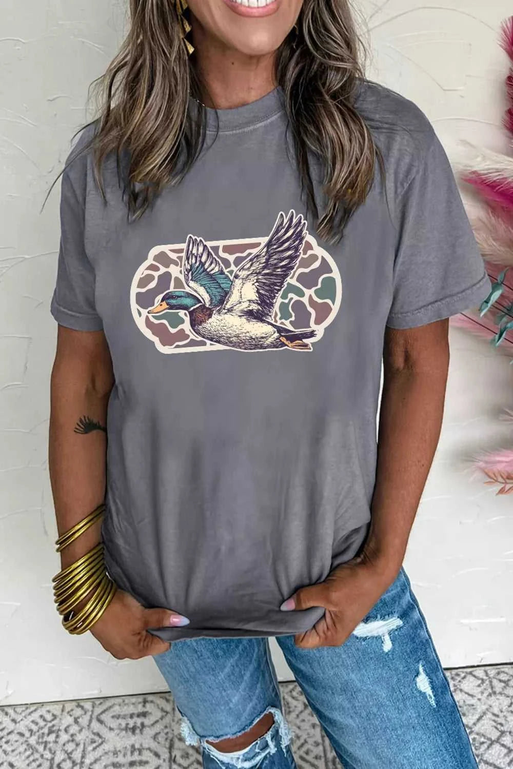 Graphic Round Neck Short Sleeve T-Shirt 100100762201784 32 Affordable Fashion Under $100 Jerry's Apparel 