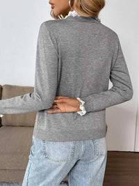 Lace Trim Button Detail Long Sleeve Knit Top 100100009540255 50 Affordable Fashion Under $100 Jerry's Apparel 