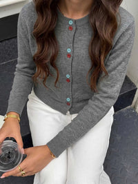 Contrast Button Long Sleeve Cardigan 100100739522365 45 Affordable Fashion Under $100 Jerry's Apparel 