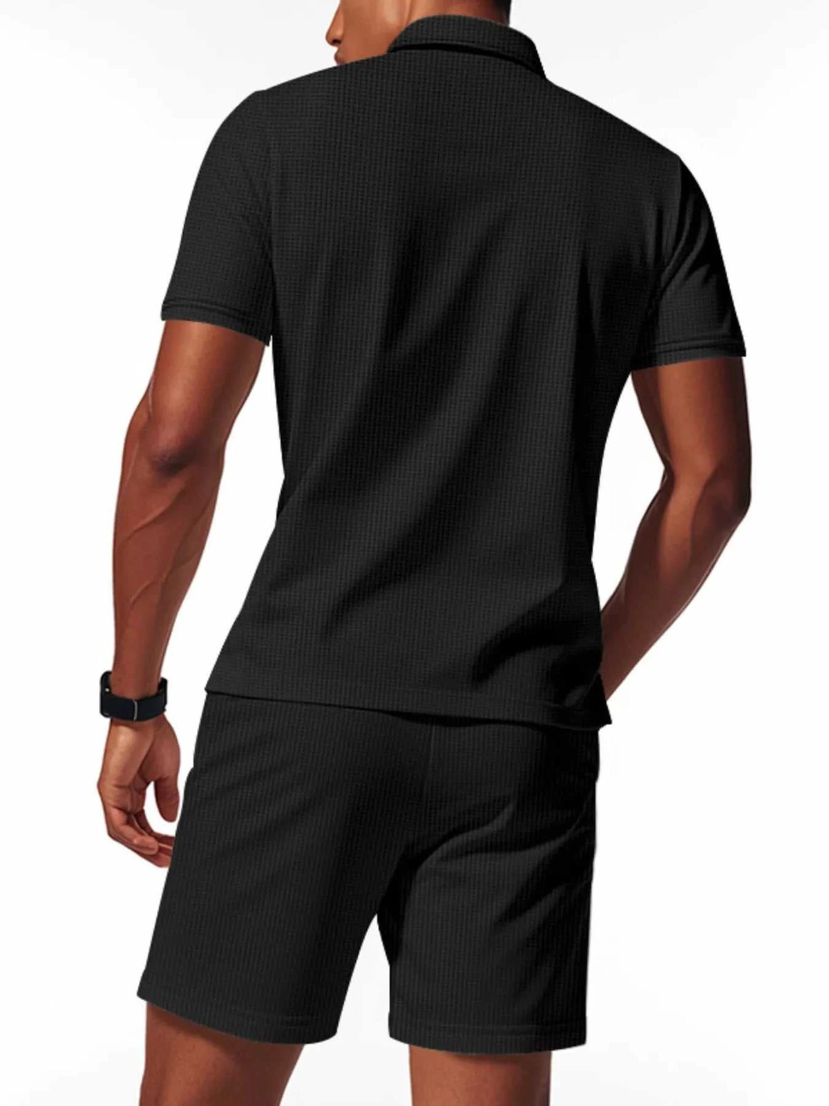 Men's Full Size Textured Short Sleeve Polo and Shorts Set Plus Size 100400402114307 34 Affordable Fashion Under $100 Jerry's Apparel 
