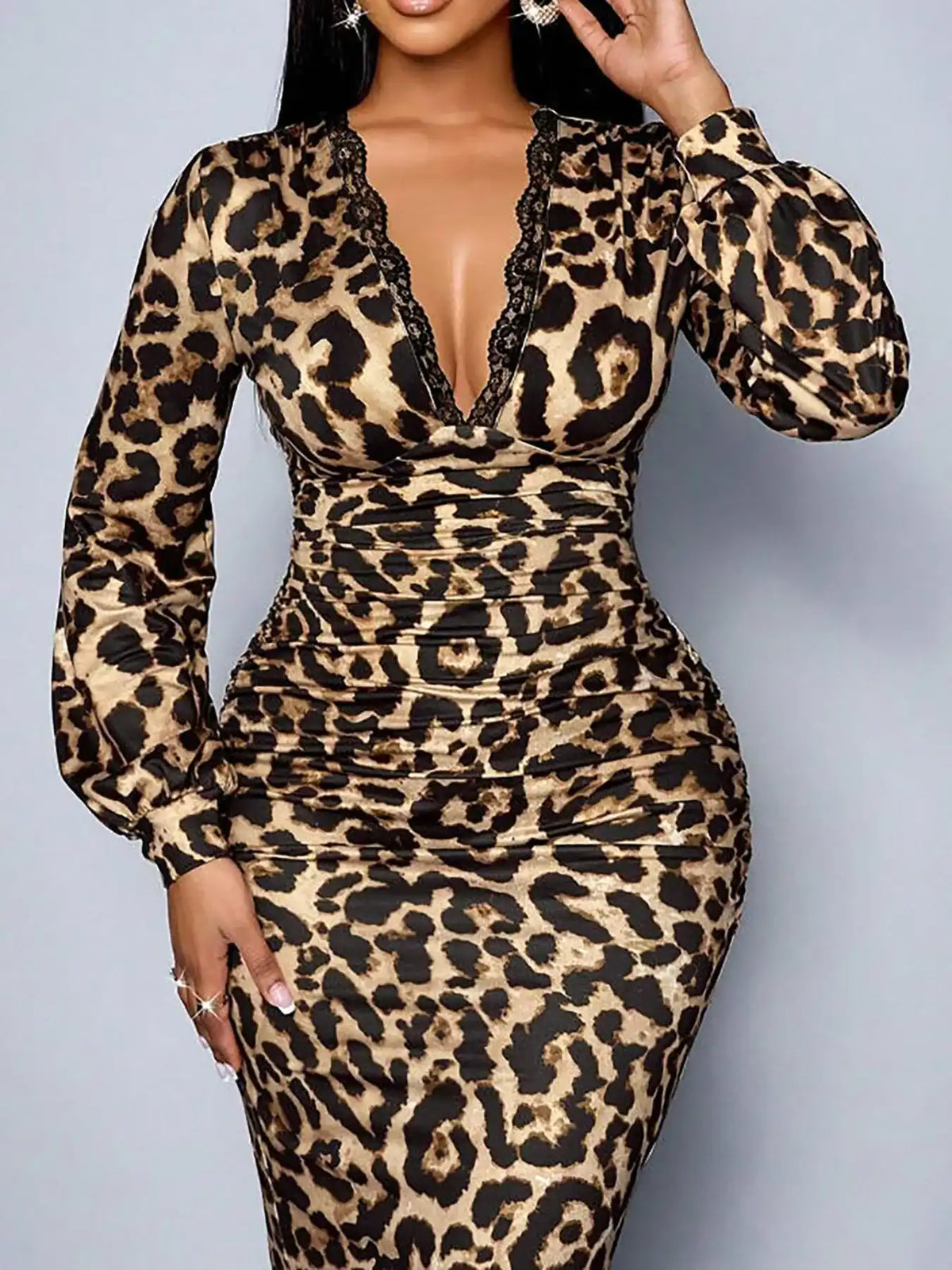 Lace Detail V-Neck Bodycon Midi Dress 101001065320346 41 Affordable Fashion Under $100 Jerry's Apparel 
