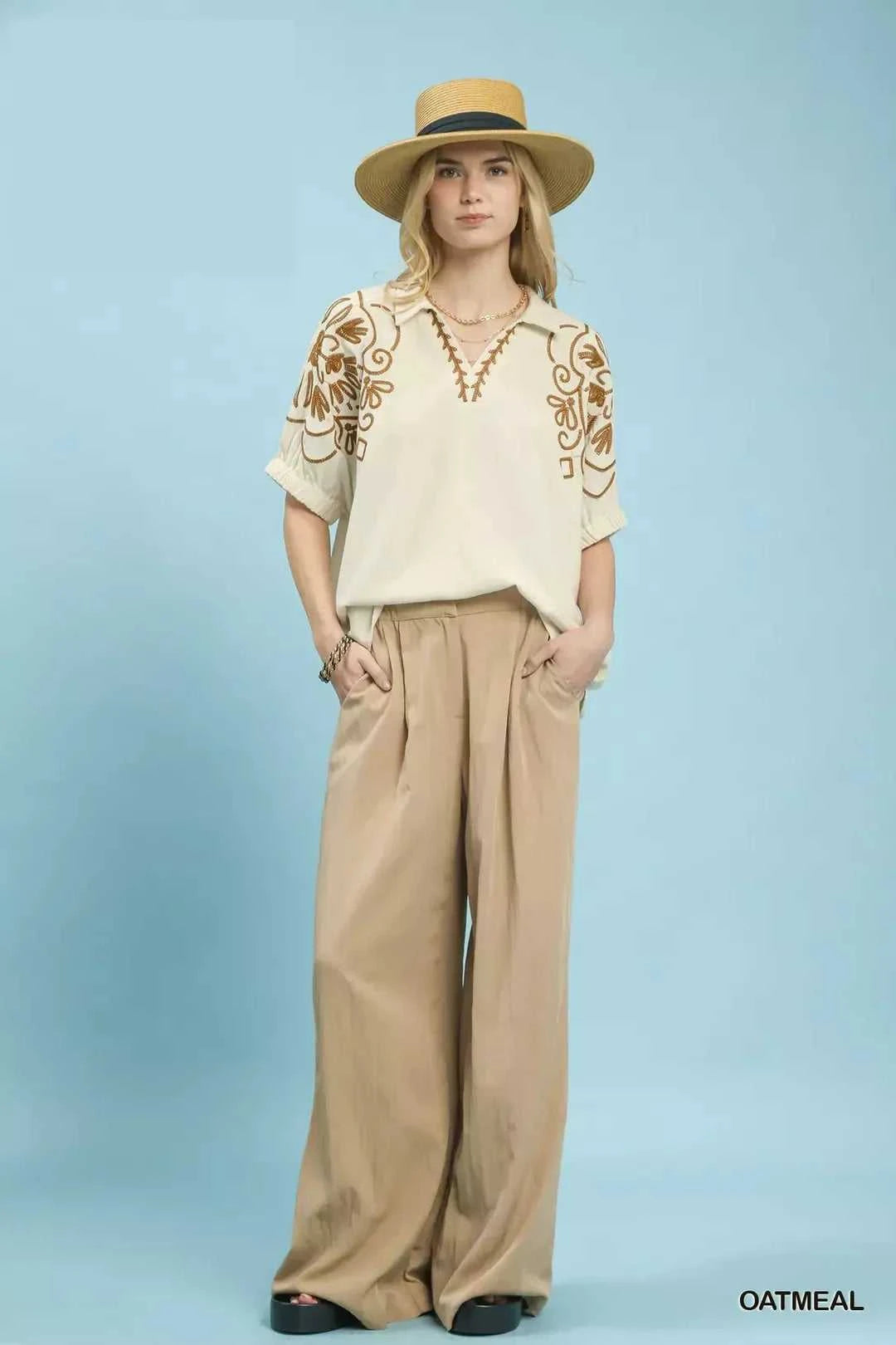 Umgee Floral Embroidered Sleeve Blouse 100100163501068 53 Affordable Fashion Under $100 Jerry's Apparel 